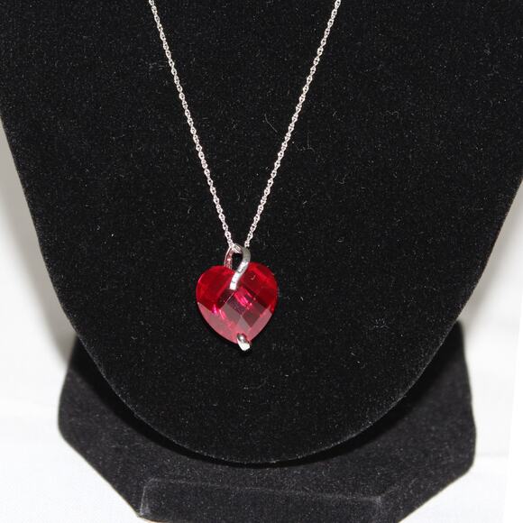 Ruby Heart 925 Sterling Silver Necklace - Picture 3 of 6